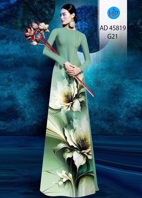 Vải Áo Dài Hoa In 3D AD 45819 2 vai ao dai hoa in 3d ad 45819