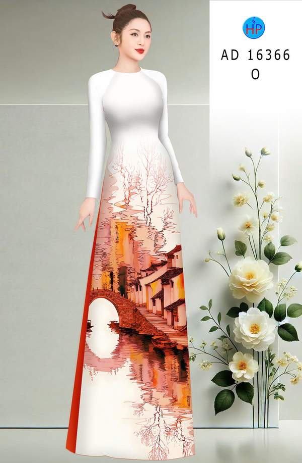 Vải Áo Dài Phong Cảnh AD 16366 1 vai ao dai phong canh ad 16366