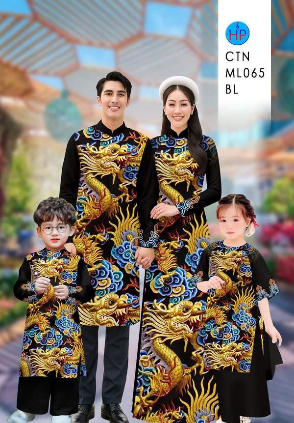 Vải Áo Dài Gia Đình Hình Rồng AD CTNML065 1 vai ao dai gia dinh hinh rong ad ctnml065