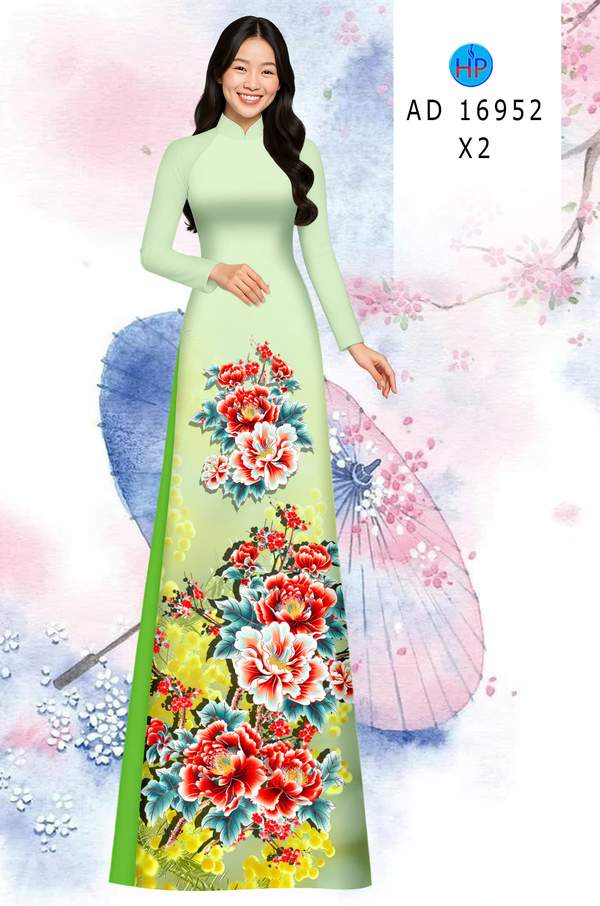 Vải Áo Dài Hoa Cẩm Chướng AD 16952 1 vai ao dai hoa cam chuong ad 16952