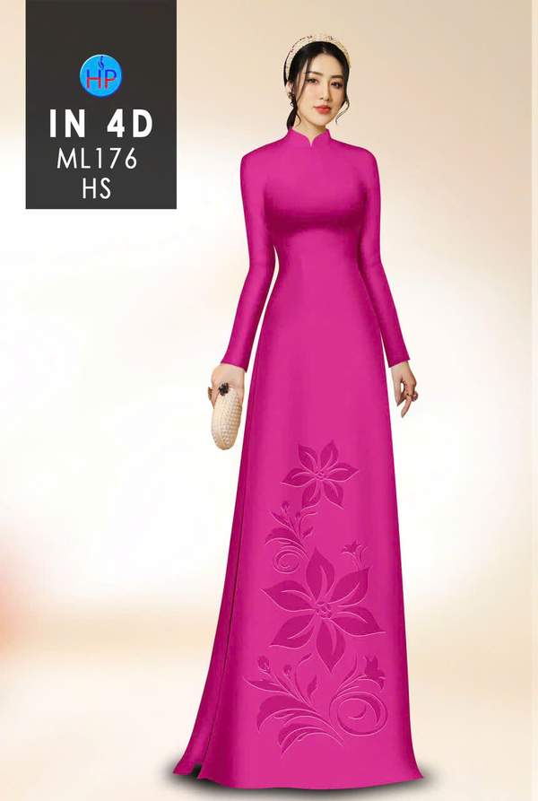 Vải Áo Dài Hoa In Chìm 4D AD ML176 1 vai ao dai hoa in chim 4d ad ml176