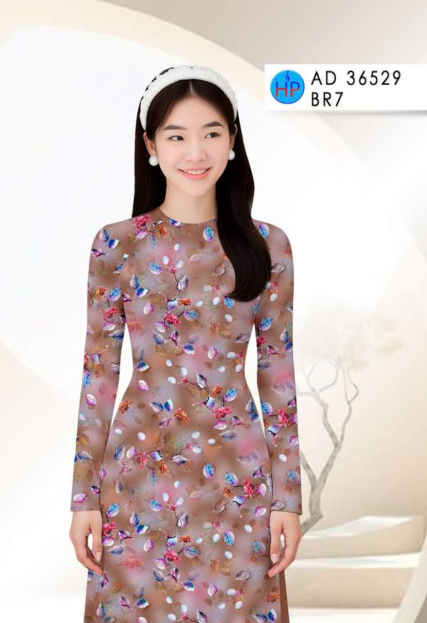 Vải Áo Dài In Hình Lá AD 36529 1 vai ao dai in hinh la ad 36529