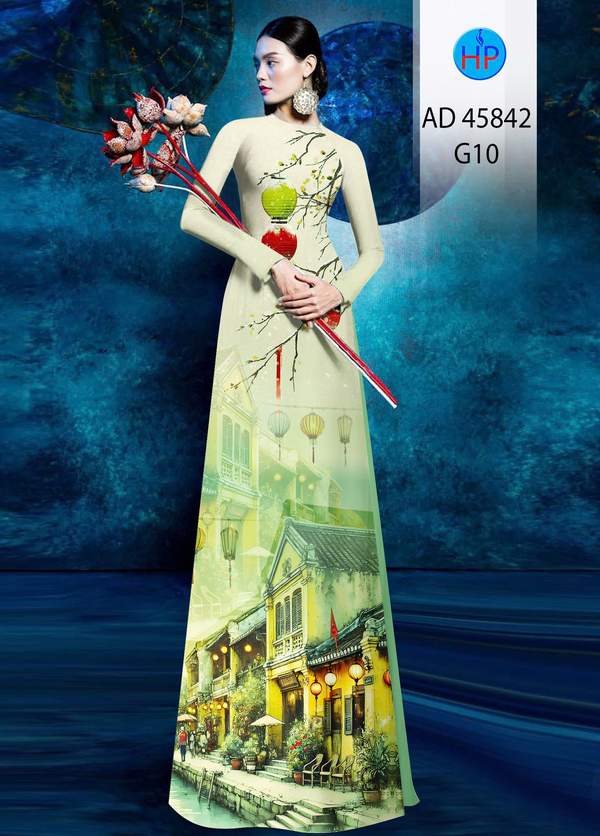 Vải Áo Dài Phong Cảnh AD 45842 1 vai ao dai phong canh ad 45842