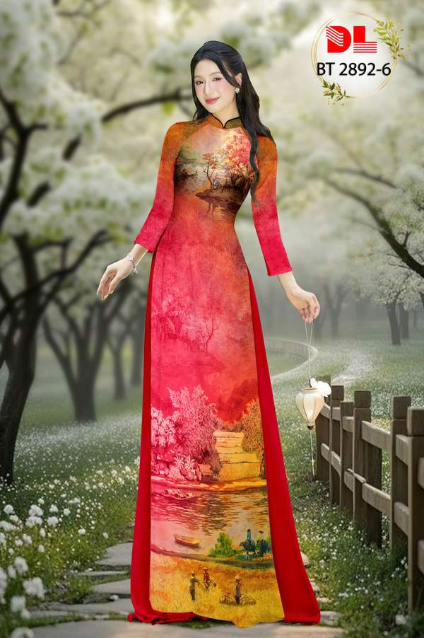 Vải Áo Dài Phong Cảnh AD BT2892 1 vai ao dai phong canh ad bt2892