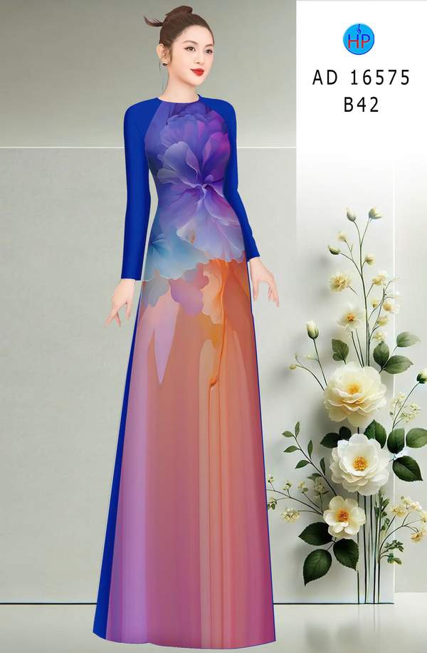Vải Áo Dài Hoa In 3D AD 16575 1 vai ao dai hoa in 3d ad 16575