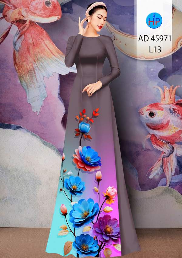 Vải Áo Dài Hoa In 3D AD 45971 1 vai ao dai hoa in 3d ad 45971