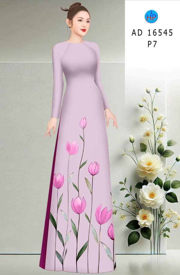 Vải Áo Dài Hoa Tulip AD 16545 2 vai ao dai hoa tulip ad 16545
