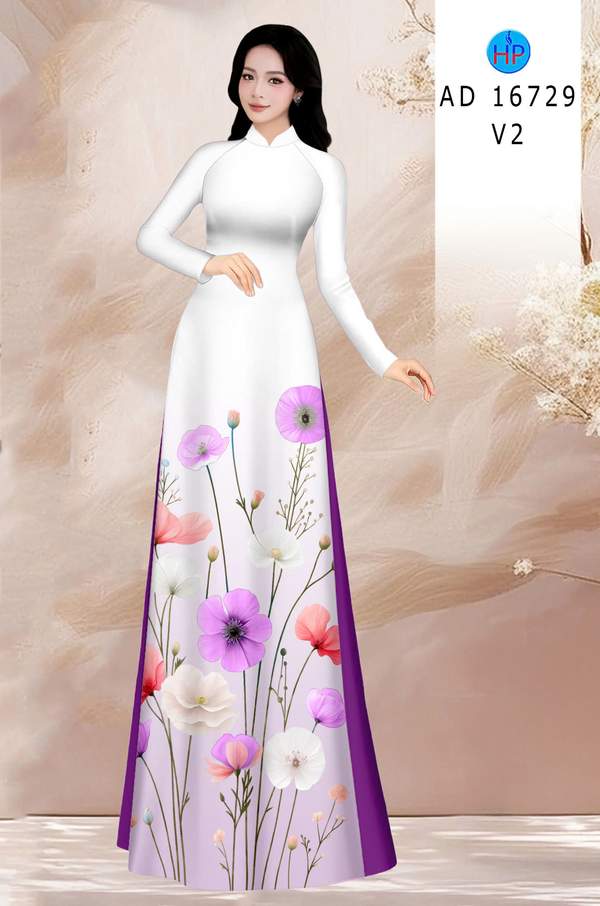 Vải Áo Dài Hoa In 3D AD 16729 1 vai ao dai hoa in 3d ad 16729