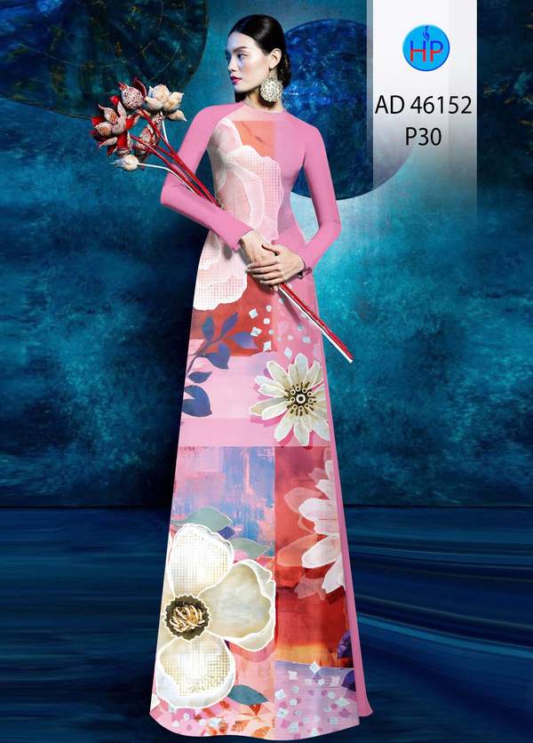 Vải Áo Dài Hoa In 3D AD 46152 1 vai ao dai hoa in 3d ad 46152