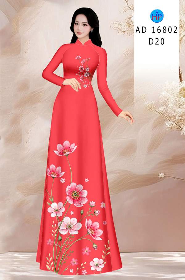 Vải Áo Dài Hoa In 3D AD 16802 1 vai ao dai hoa in 3d ad 16802