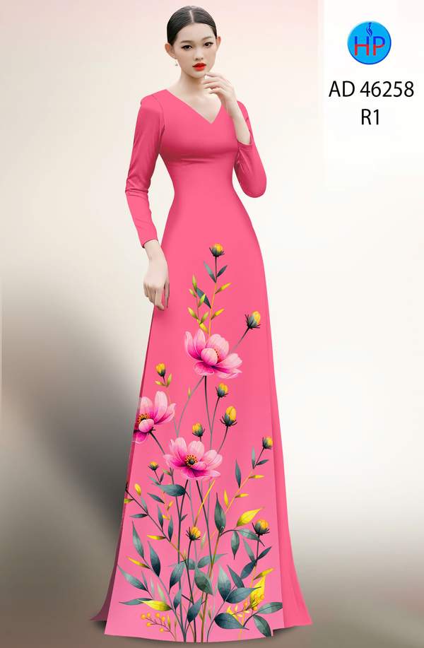 Vải Áo Dài Hoa In 3D AD 46258 1 vai ao dai hoa in 3d ad 46258