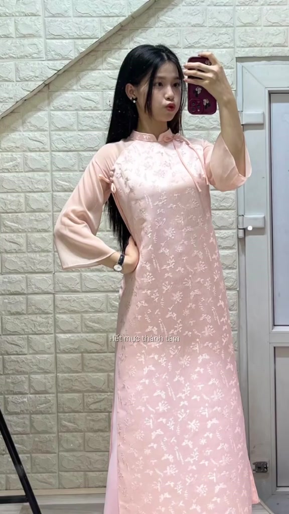 Áo Dài Cách Tân Vải Gấm Thanh Yên – Dáng Ôm Sang Trọng, Tay Voan Loe Thanh Lịch 1 image 1 9