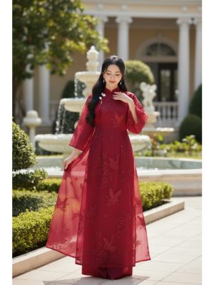 Áo Dài Cách Tân May Sẵn – Thiết Kế 4 Tà Cao Cấp, Vải Tơ Thêu Hạc Hoa Sang Trọng 17 image 10 2
