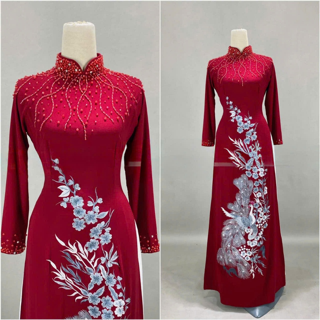 Áo Dài Trung Niên Màu Đỏ Đẹp Và Sang 1 image 2 5