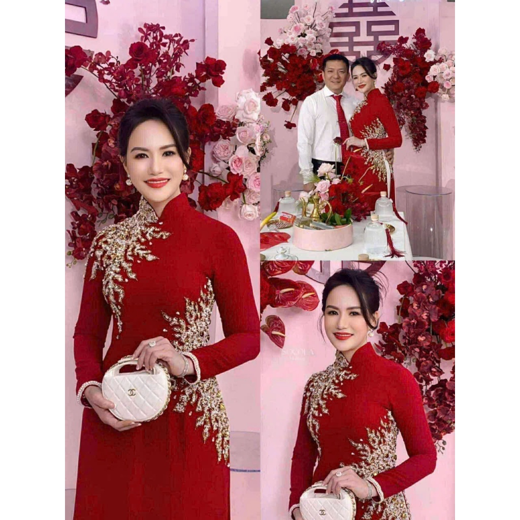 Áo Dài Trung Niên Cao Cấp May Sẵn Màu Đỏ 1 image 2 6