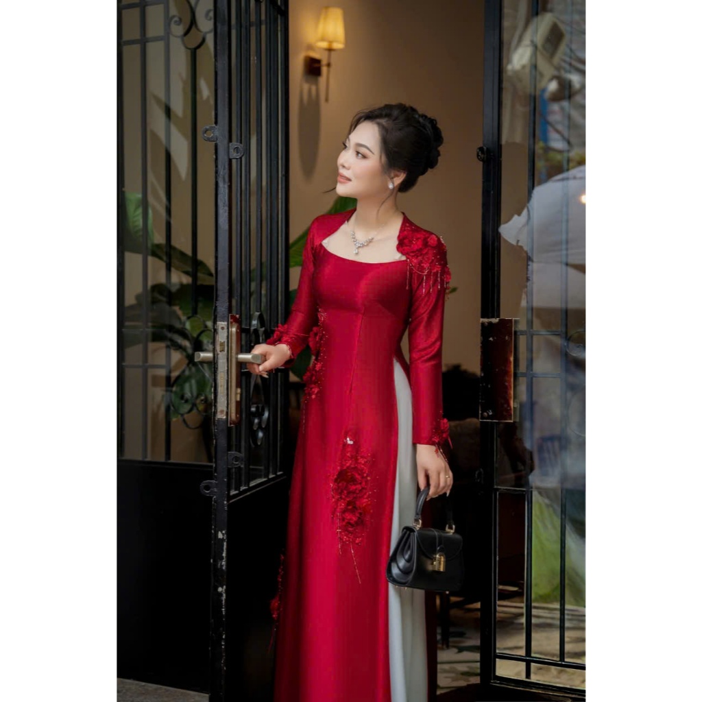 Áo Dài May Sẵn Thêu Hoa Sang Đẹp 1 image 2 8