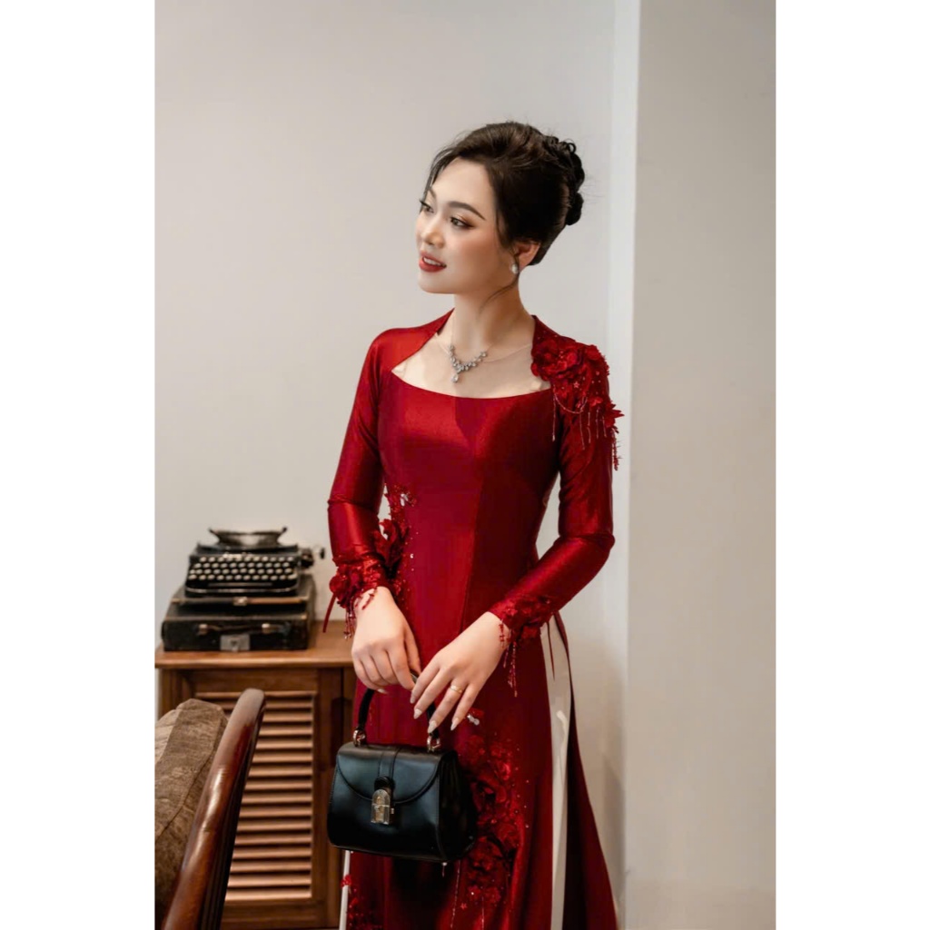Áo Dài May Sẵn Thêu Hoa Sang Đẹp 2 image 3 15