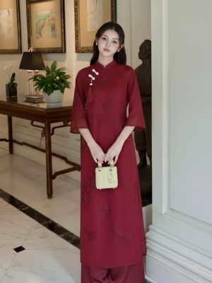 Áo Dài Cách Tân May Sẵn – Thiết Kế 4 Tà Cao Cấp, Vải Tơ Thêu Hạc Hoa Sang Trọng 11 image 3 19