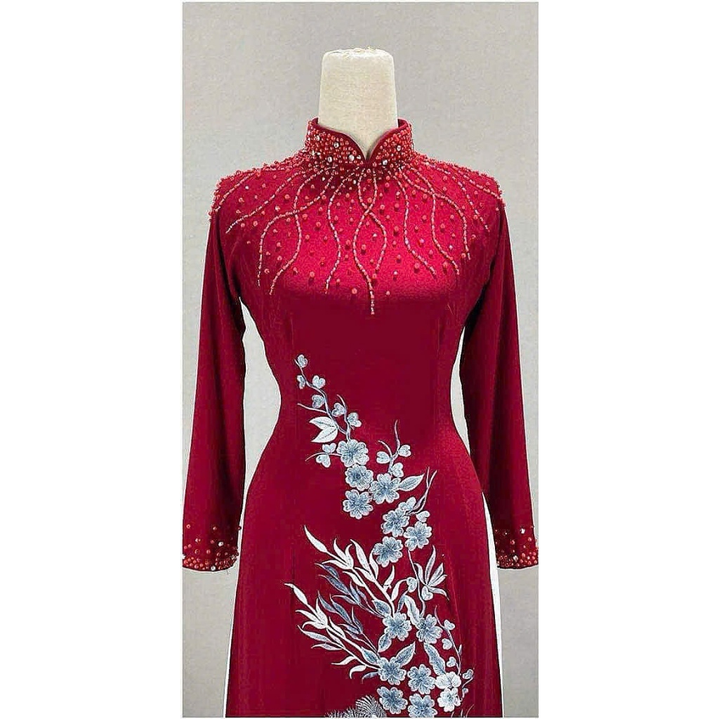 Áo Dài Trung Niên Màu Đỏ Đẹp Và Sang 3 image 4 13