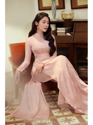 Áo Dài Truyền Thống May Sẵn Dáng Ôm – Form Chuẩn Ôm Eo, Tà A Bản To, Tôn Dáng 10 image 4 20