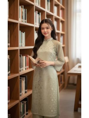Áo Dài Cách Tân Vải Gấm Thanh Yên – Dáng Ôm Sang Trọng, Tay Voan Loe Thanh Lịch 10 image 4 23