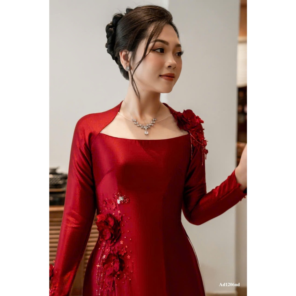 Áo Dài May Sẵn Thêu Hoa Sang Đẹp 4 image 5 10