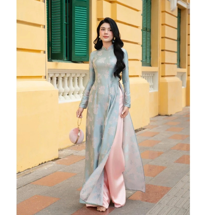 Áo Dài Truyền Thống May Sẵn Dáng Ôm – Form Chuẩn Ôm Eo, Tà A Bản To, Tôn Dáng 4 image 5 14