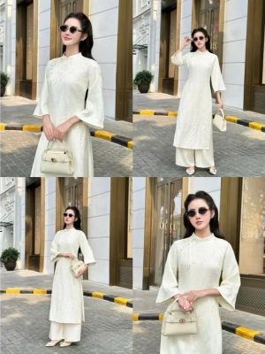 Áo Dài Cách Tân Vải Gấm Thanh Yên – Dáng Ôm Sang Trọng, Tay Voan Loe Thanh Lịch 11 image 5 18