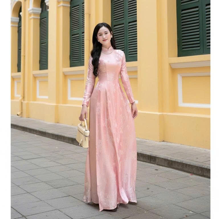 Áo Dài Truyền Thống May Sẵn Dáng Ôm – Form Chuẩn Ôm Eo, Tà A Bản To, Tôn Dáng 5 image 6 7