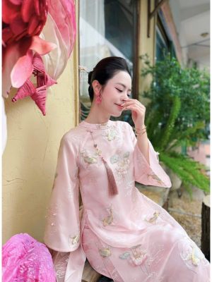 Áo Dài Cách Tân Hoa Sen Ngọc Ẩn – Thiết Kế Cách Tân Sang Trọng Trên Nền Tơ Mỏng 9 image 7 10