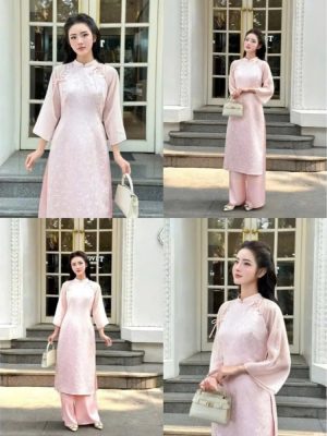 Áo Dài Cách Tân Vải Gấm Thanh Yên – Dáng Ôm Sang Trọng, Tay Voan Loe Thanh Lịch 13 image 7 11