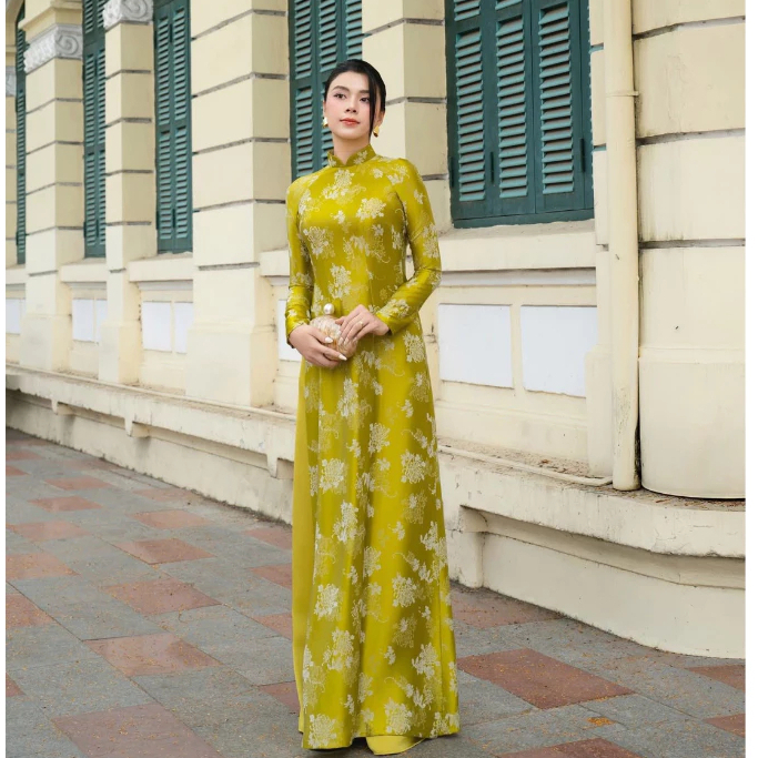 Áo Dài Truyền Thống May Sẵn Dáng Ôm – Form Chuẩn Ôm Eo, Tà A Bản To, Tôn Dáng 6 image 7 7