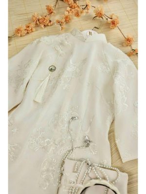 Áo Dài Cách Tân May Sẵn – Thiết Kế 4 Tà Cao Cấp, Vải Tơ Thêu Hạc Hoa Sang Trọng 15 image 8 3