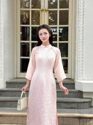 Áo Dài Cách Tân Vải Gấm Thanh Yên – Dáng Ôm Sang Trọng, Tay Voan Loe Thanh Lịch 14 image 8 5