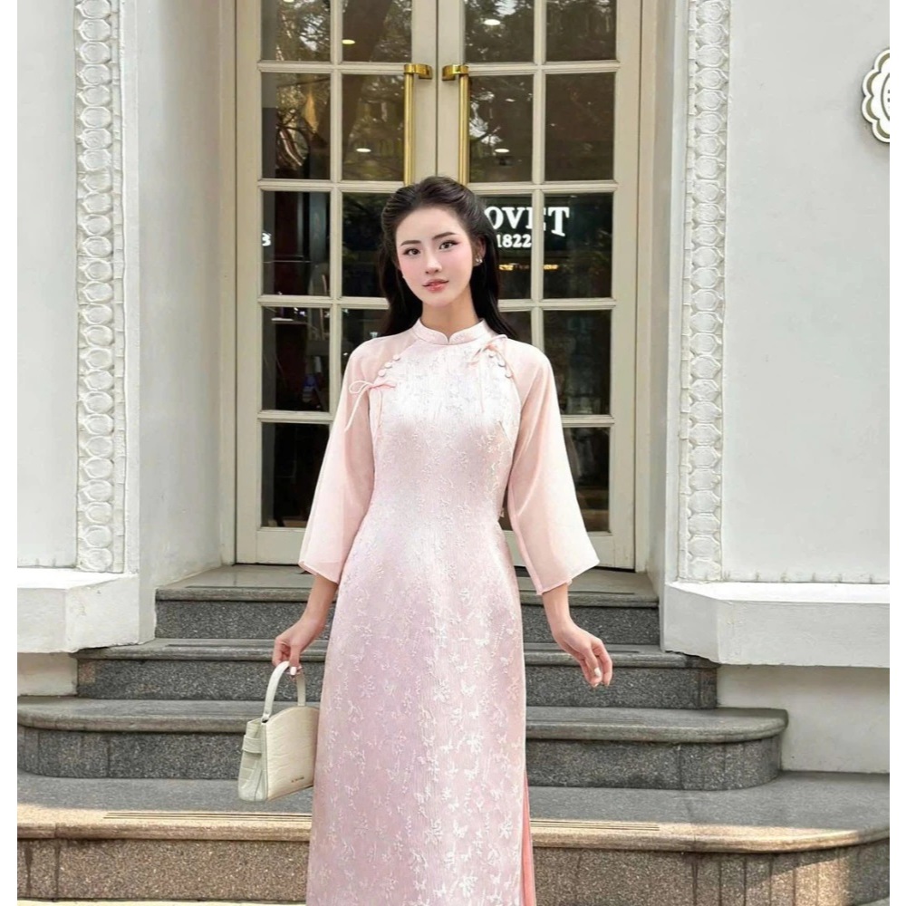 Áo Dài Cách Tân Vải Gấm Thanh Yên – Dáng Ôm Sang Trọng, Tay Voan Loe Thanh Lịch 7 image 8 5