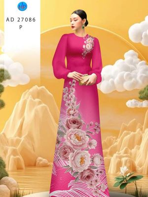 Vải Áo Dài Hoa Cẩm Chướng AD 27086 21 vai ao dai hoa cam chuong ad 27086