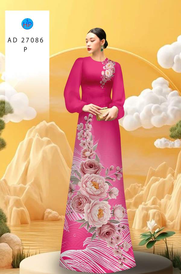 Vải Áo Dài Hoa Cẩm Chướng AD 27086 2 vai ao dai hoa cam chuong ad 27086