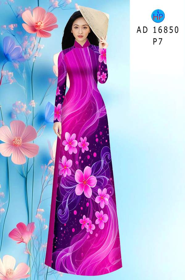 Vải Áo Dài Hoa In 3D AD 16850 1 vai ao dai hoa in 3d ad 16850