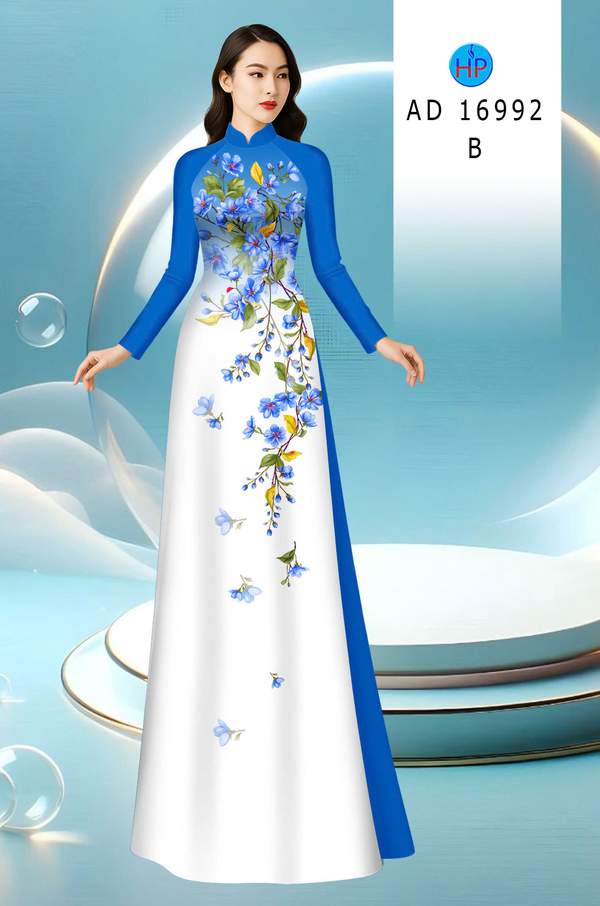Vải Áo Dài Hoa In 3D AD 16992 1 vai ao dai hoa in 3d ad 16992