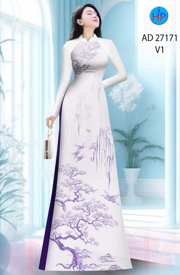Vải Áo Dài Phong Cảnh AD 27171 2 vai ao dai phong canh ad 27171