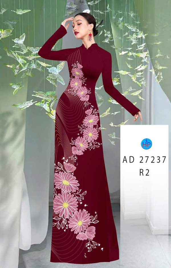 Vải Áo Dài Hoa Cúc AD 27237 1 vai ao dai hoa cuc ad 27237