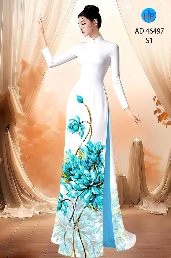 Vải Áo Dài Hoa Cúc AD 46497 1 vai ao dai hoa cuc ad 46497