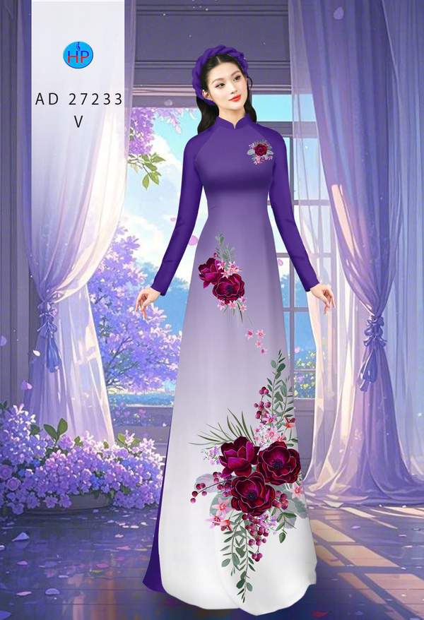 Vải Áo Dài Hoa In 3D AD 27233 1 vai ao dai hoa in 3d ad 27233