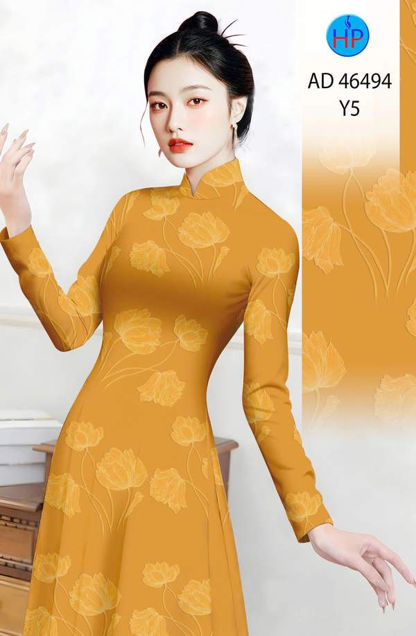 Vải Áo Dài Hoa In 3D AD 46494 1 vai ao dai hoa in 3d ad 46494