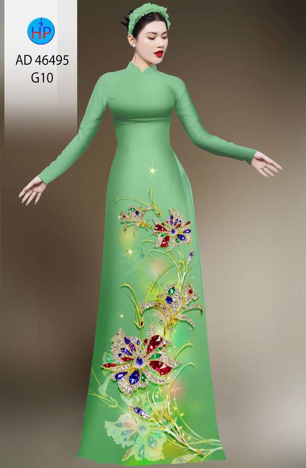 Vải Áo Dài Hoa In 3D AD 46495 1 vai ao dai hoa in 3d ad 46495