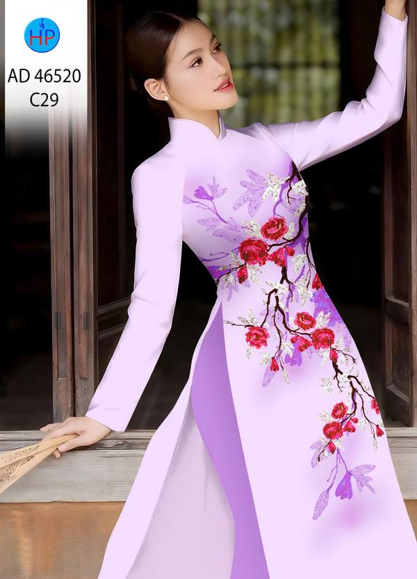 Vải Áo Dài Hoa In 3D AD 46520 2 vai ao dai hoa in 3d ad 46520