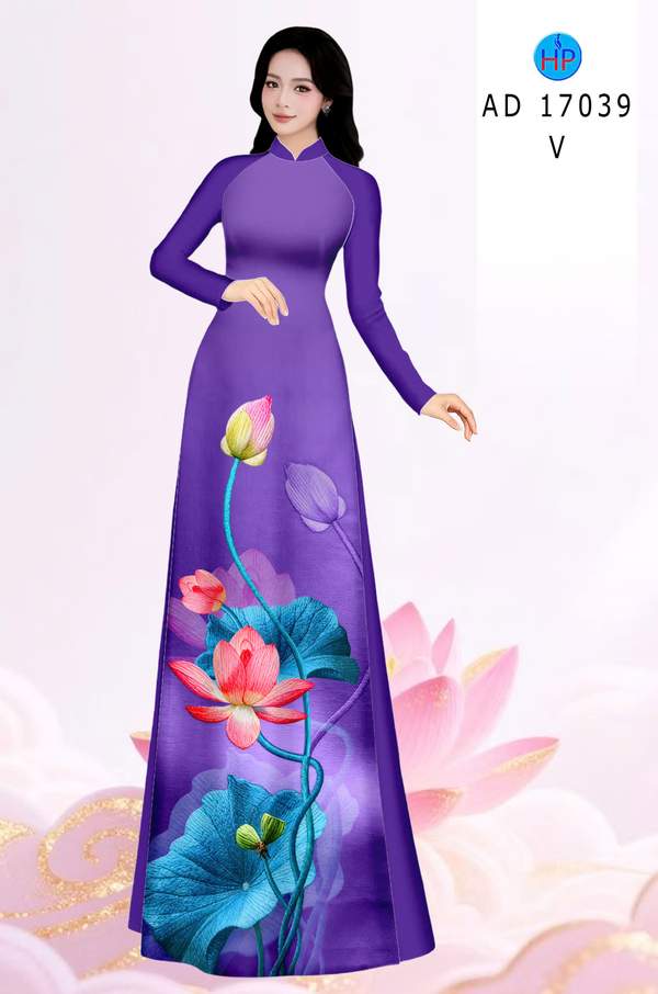 Vải Áo Dài Hoa Sen AD 17039 1 vai ao dai hoa sen ad 17039