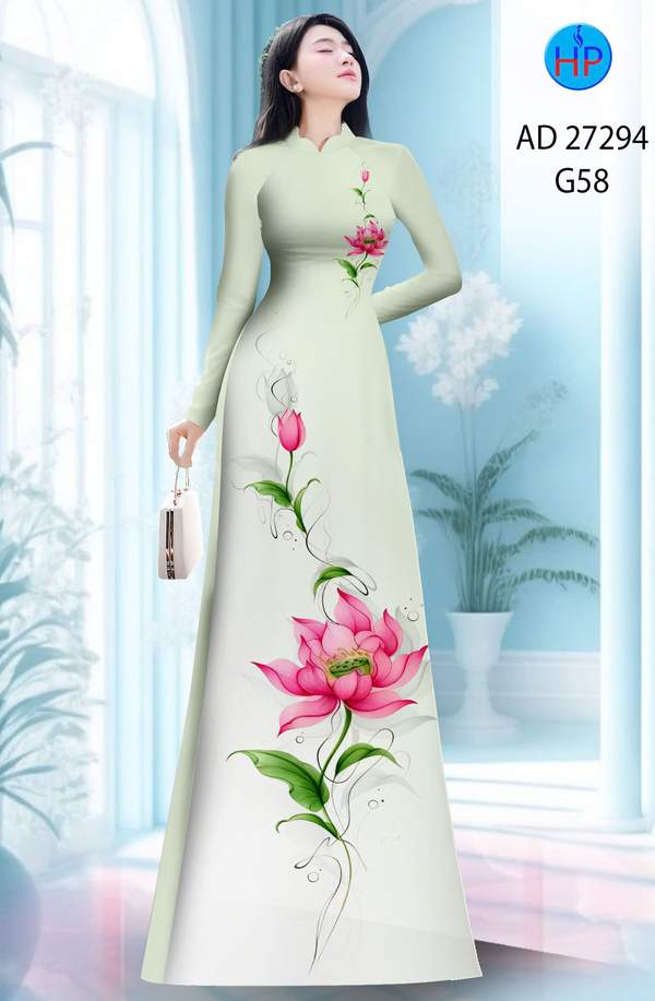 Vải Áo Dài Hoa Sen AD 27294 1 vai ao dai hoa sen ad 27294