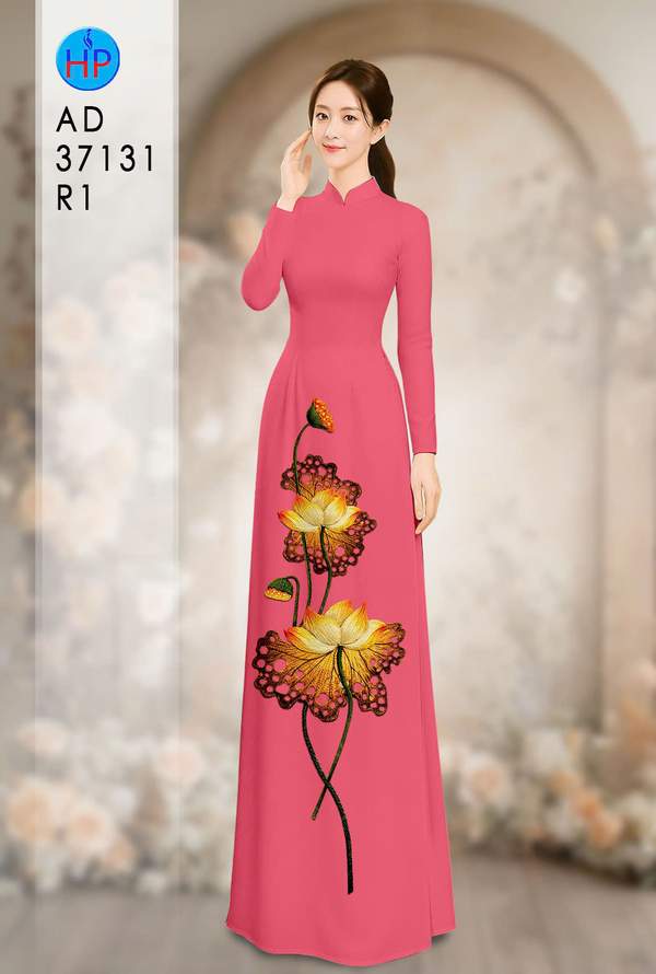 Vải Áo Dài Hoa Sen AD 37131 2 vai ao dai hoa sen ad 37131