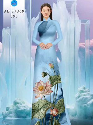 Vải Áo Dài Hoa Sen Giả Thêu AD 27369 35 1790388014 412 vai ao dai hoa sen gia theu ad 27369